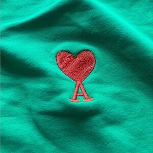 AMI Alexandre Mattiussi Green Heart Logo T Shirt Minimal Designer Tee